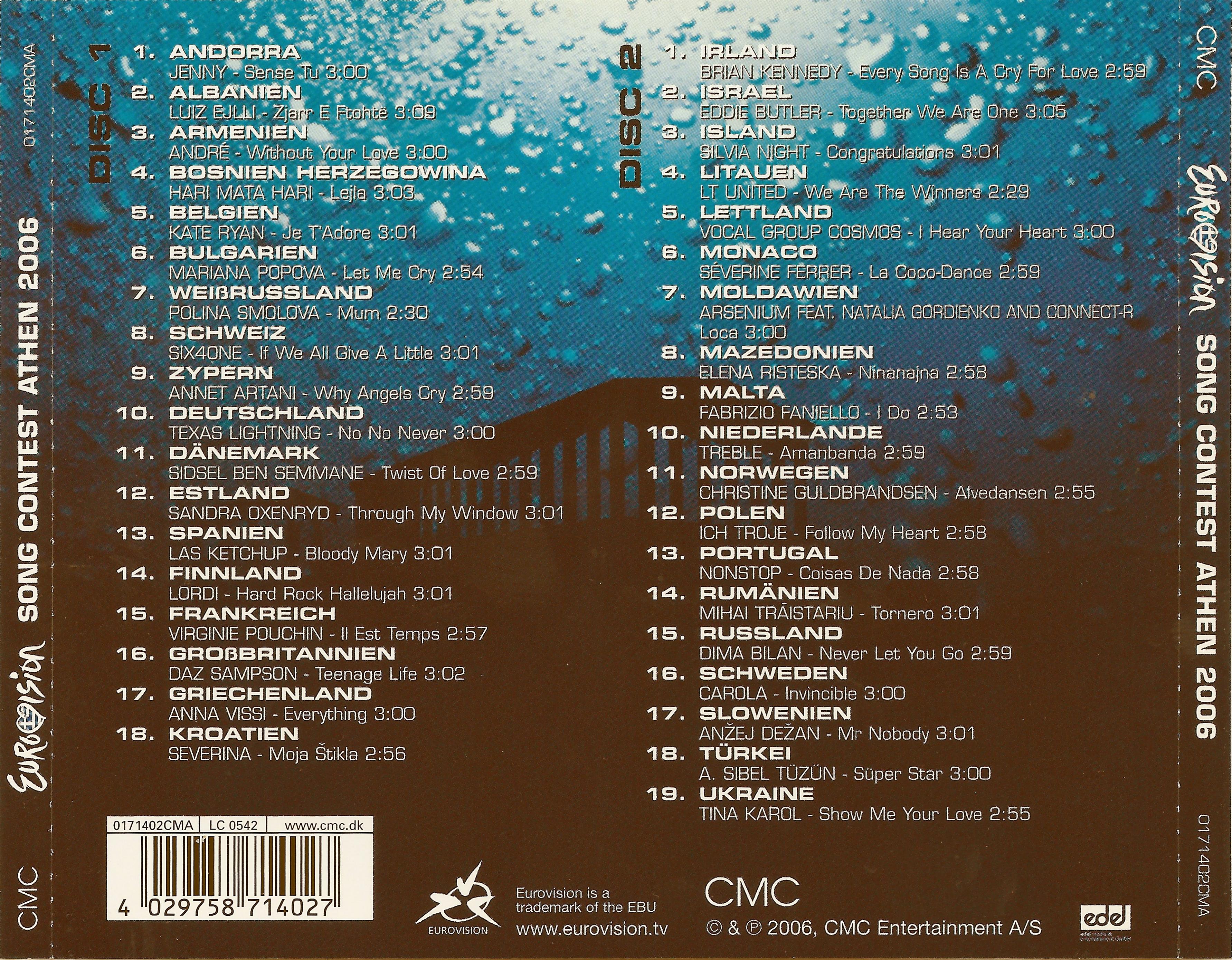 Eurovision Song Contest 2006; Athens : Back